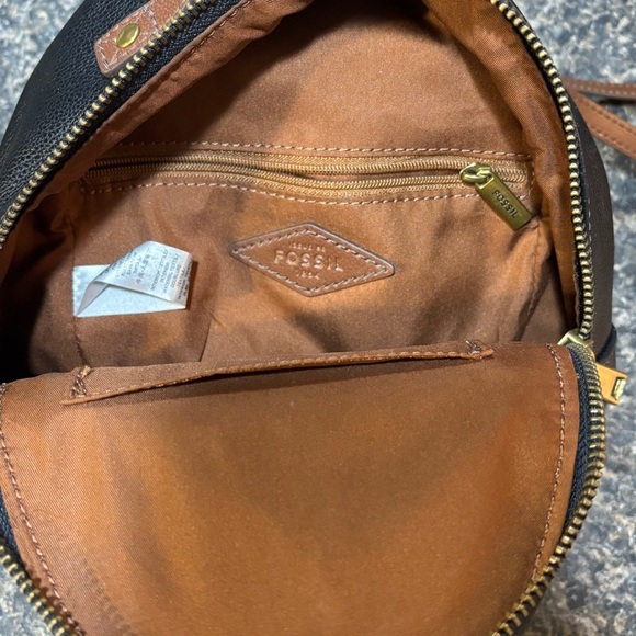 Fossil Cow Hide Leather Felicity Black Brown Mini Backpack EUC SHB2408 - Picture 8 of 10